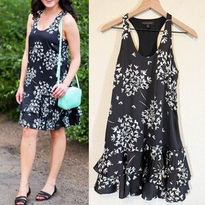 Banana Republic Black Floral Racerback Elegant Dress-Size P4